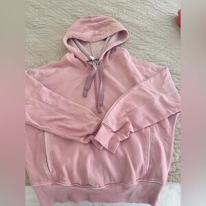Free People Light Pink Hoodie with Drawstring half zipper small
